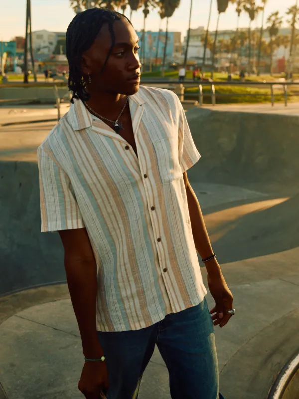 Short-Sleeve Breeze Camp Shirt - Golden Beach Stripe sold by Faherty