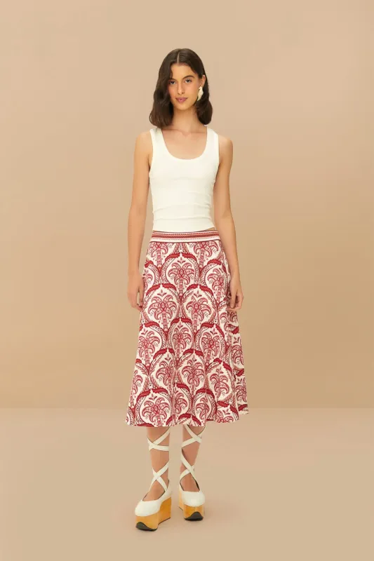 Off-White Tropical Cameo LENZING™ ECOVERO™ Euroflax™ Midi Skirt sold by FARM Rio