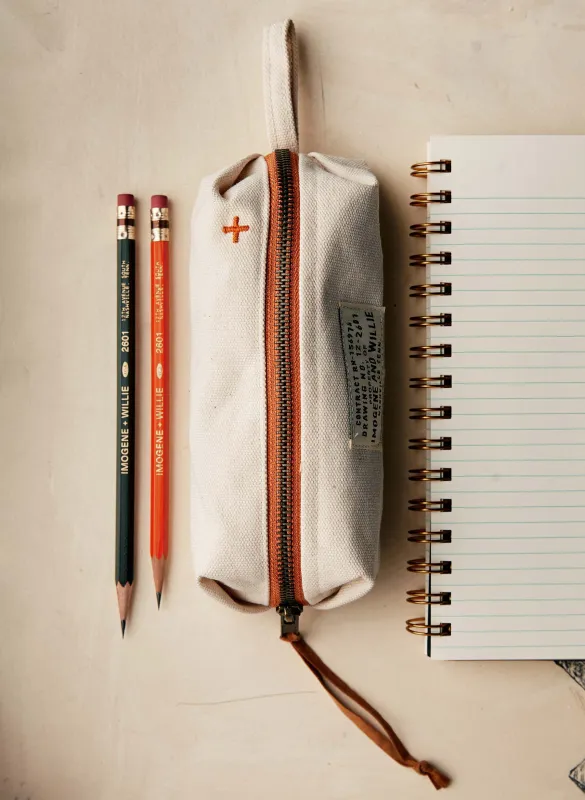 the i+w pencil bag in natural sold by Imogene + Willie