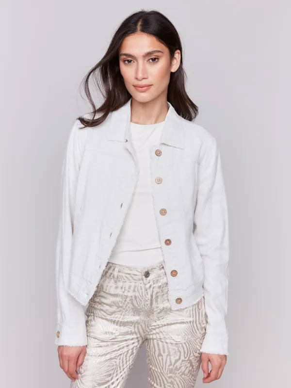 Linen Blend Jacket - Natural sold by Charlie B