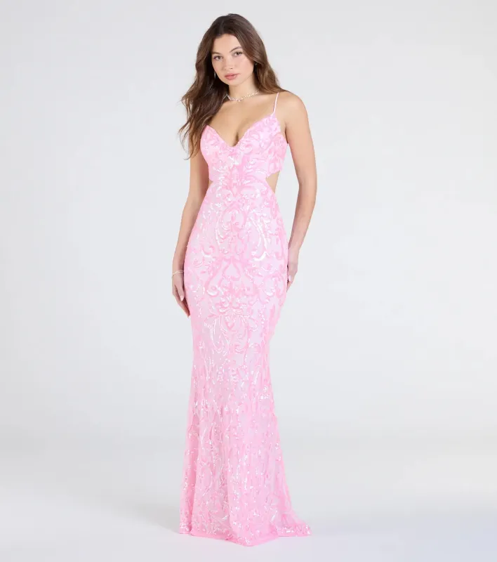 Yasmin Cutout Back Mermaid Sequin Formal Dress sold by Windsor