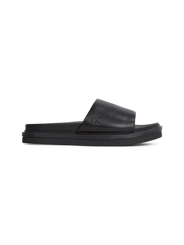 Calvin Klein FLAT MOLDED SLIDE Mens Triple Black sold by Shuperb