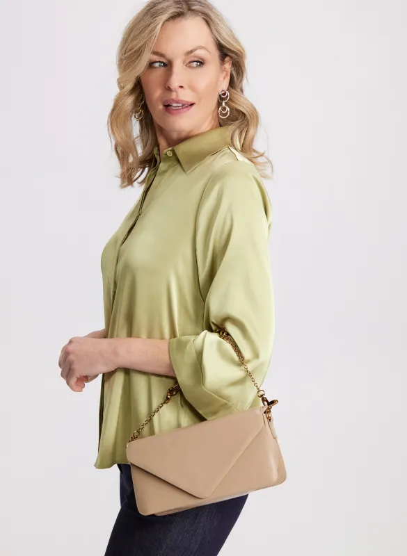 Flared Sleeve Satin Blouse sold by Laura