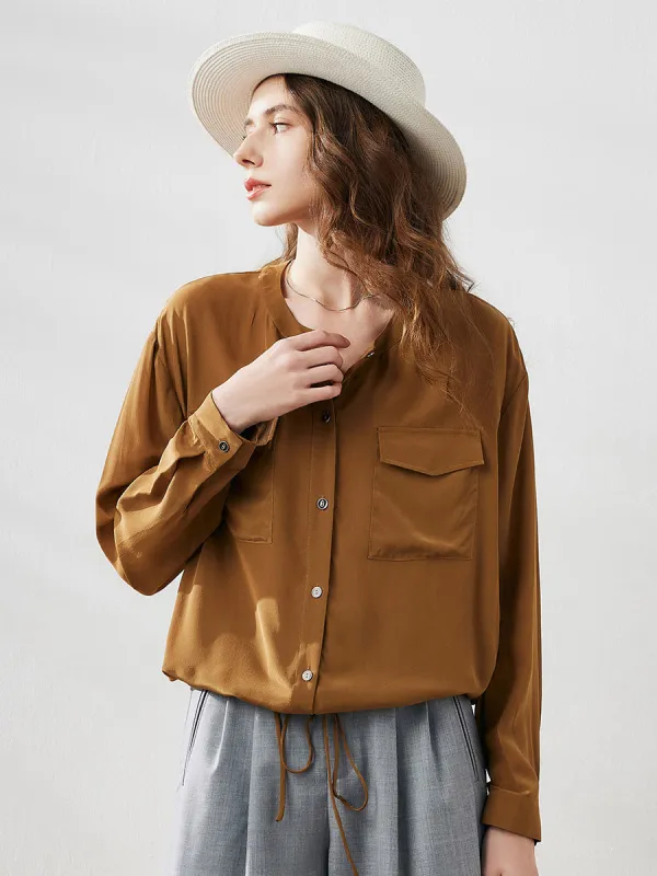 COMOBOCA Mulberry Silk Women's Pocket Blouse with Drawstring sold by COMOBOCA
