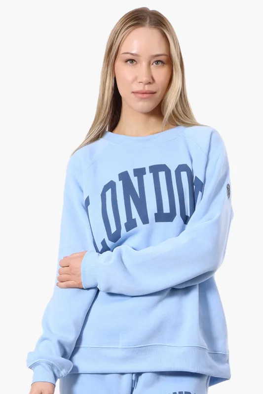 Fahrenheit London Print Fleece Crewneck Sweatshirt - Blue sold by Fairweather