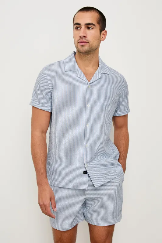 AMALFI SHIRT - BLUE WHITE SEERSUCKER sold by Rails