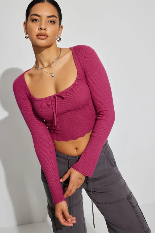 Crop Tie Front Sweater sold by Garage