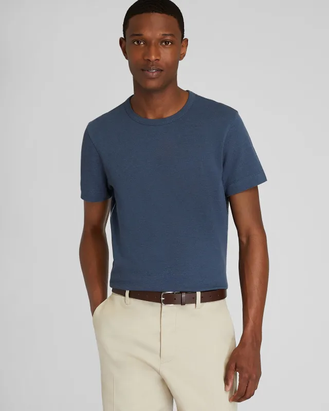 Short Sleeve Linen-Cotton Piqué Tee sold by Club Monaco