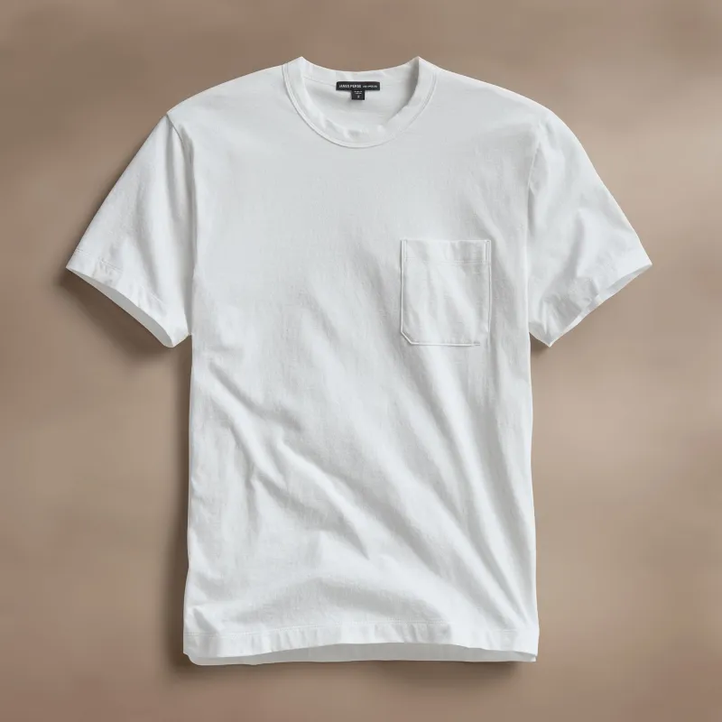Cotton Linen Pocket Tee - White sold by James Perse