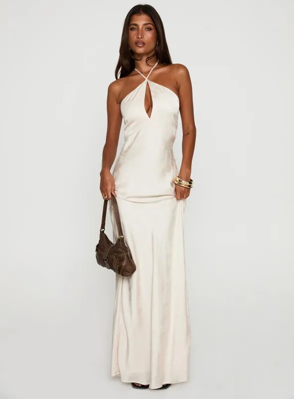 Limosina Halter Maxi Dress Champagne sold by Princess Polly