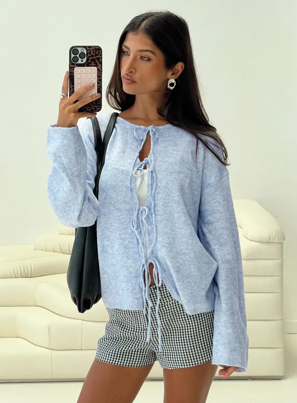 Frosty Knit Cardigan Blue sold by Princess Polly