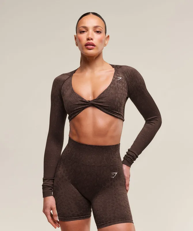 Gymshark Adapt Animal X Whitney Seamless Long Sleeve Top - Archive Brown/Soft Brown sold by Gymshark