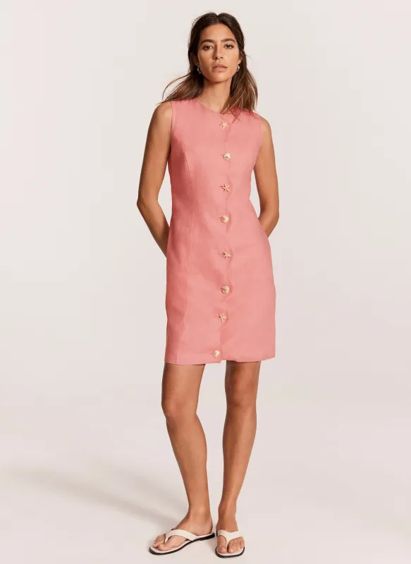 Pink Linen Starfish Mini Dress sold by Mint Velvet