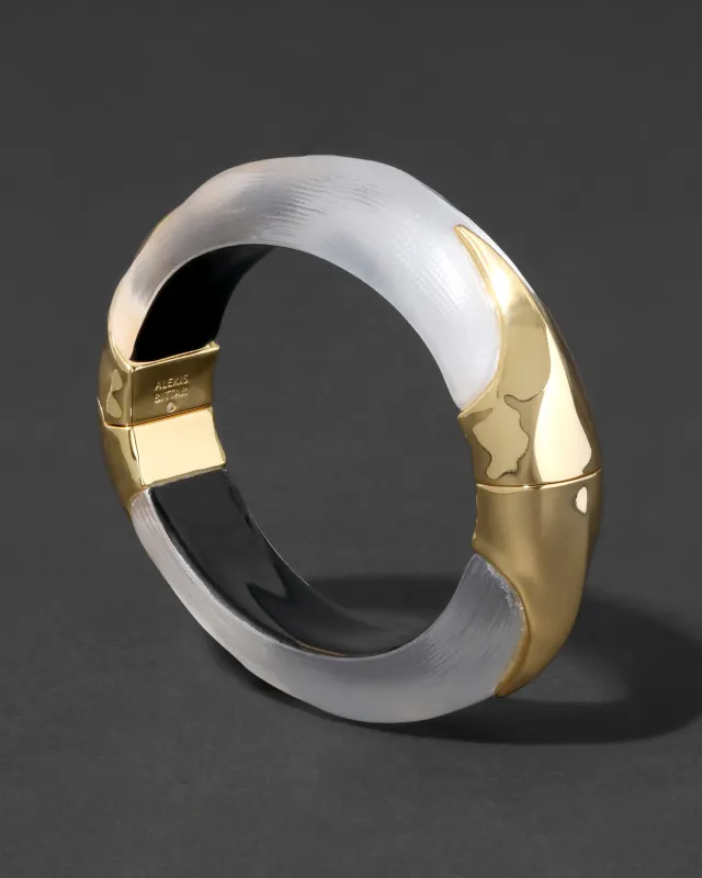 Luminous Lucite Claw Hinge Bracelet- Silver sold by Alexis Bittar