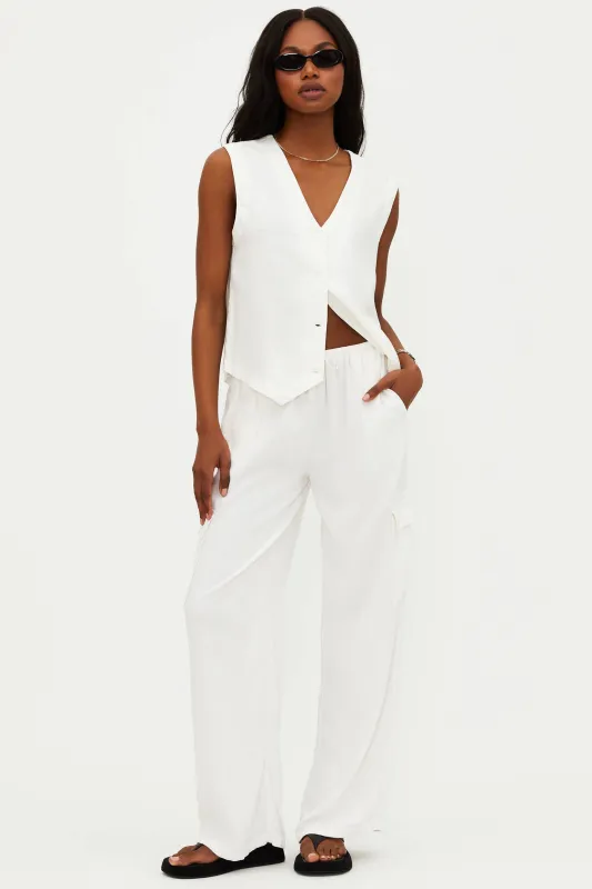 Amara Pant White Linen sold by Beach Riot