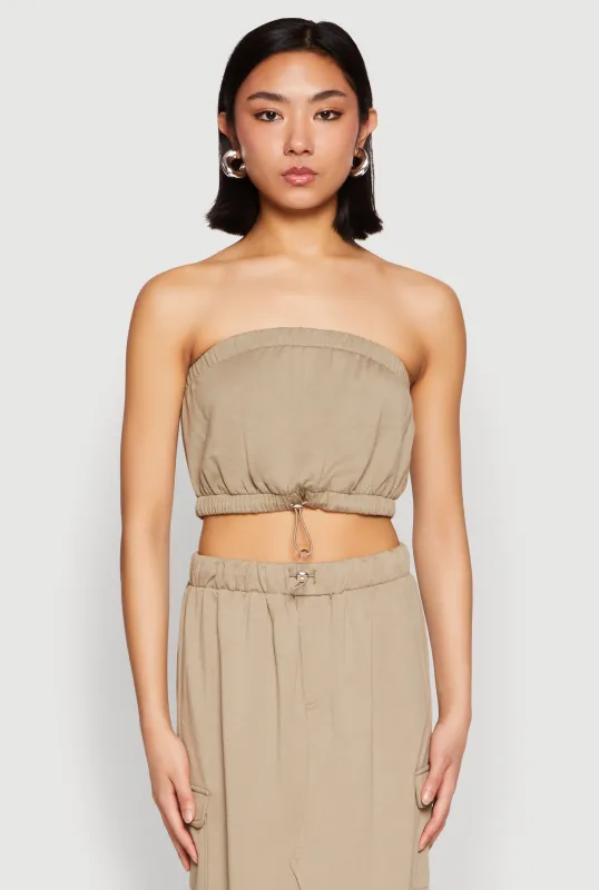 Almost Famous Toggle Drawstring Bandeau Top sold by Rainbow