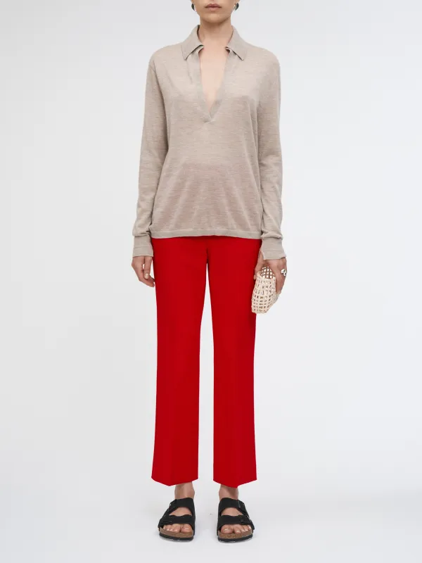 High Waisted Crop Trouser in Carmine Red sold by MARIA McMANUS