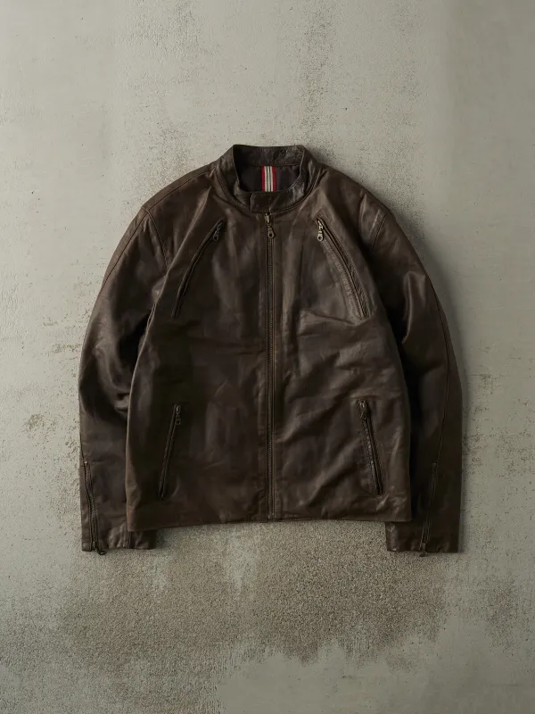 Vintage Y2K Brown Danier Soft Leather Biker Jacket (M) sold by Rebalance Vintage