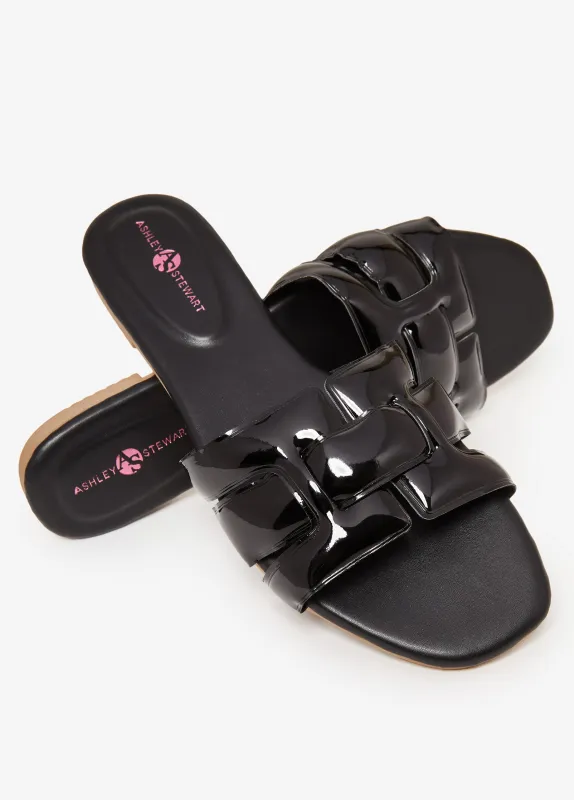 Basketweave Patent Leather Sandals sold by Ashley Stewart