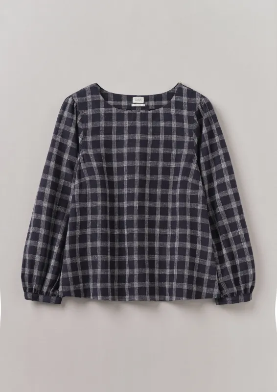 Check Cotton Linen Smock | Slate sold by TOAST