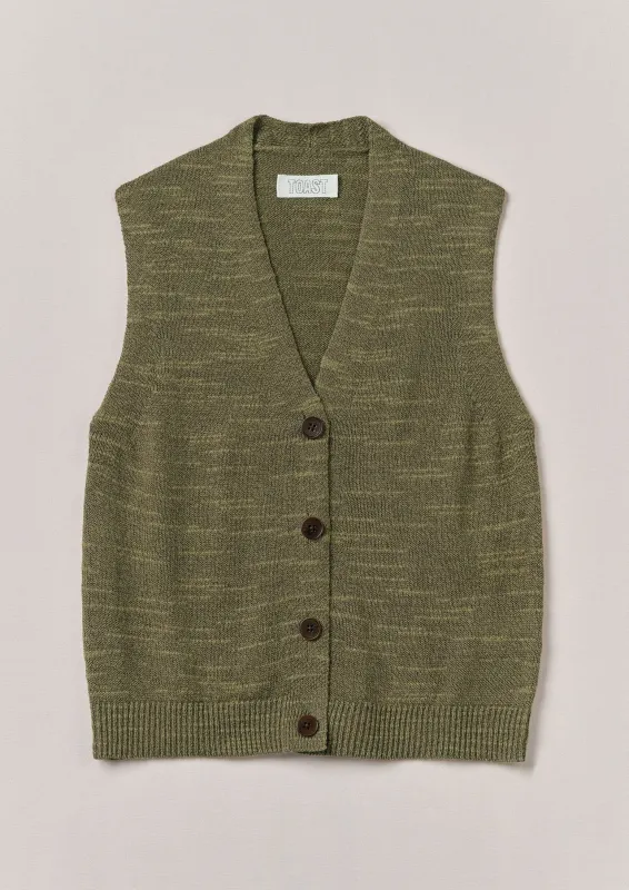 Fine Linen Cotton Knitted Tank | Montella Olive sold by TOAST