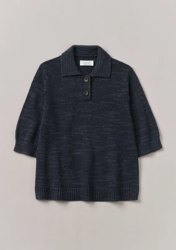 Linen Cotton Slub Knitted Top | Dark Navy sold by TOAST