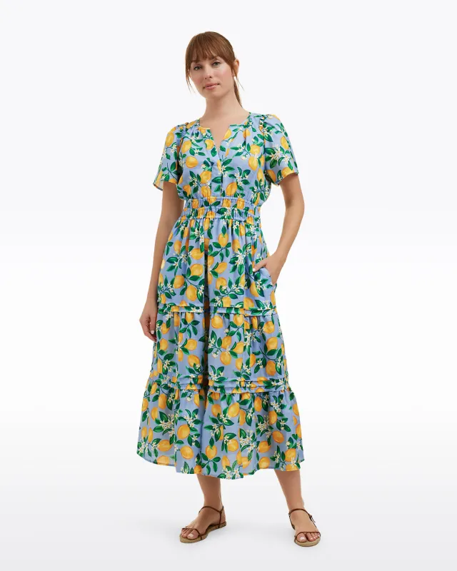 Hollie Midi Dress in Lemon Blossom sold by Draper James