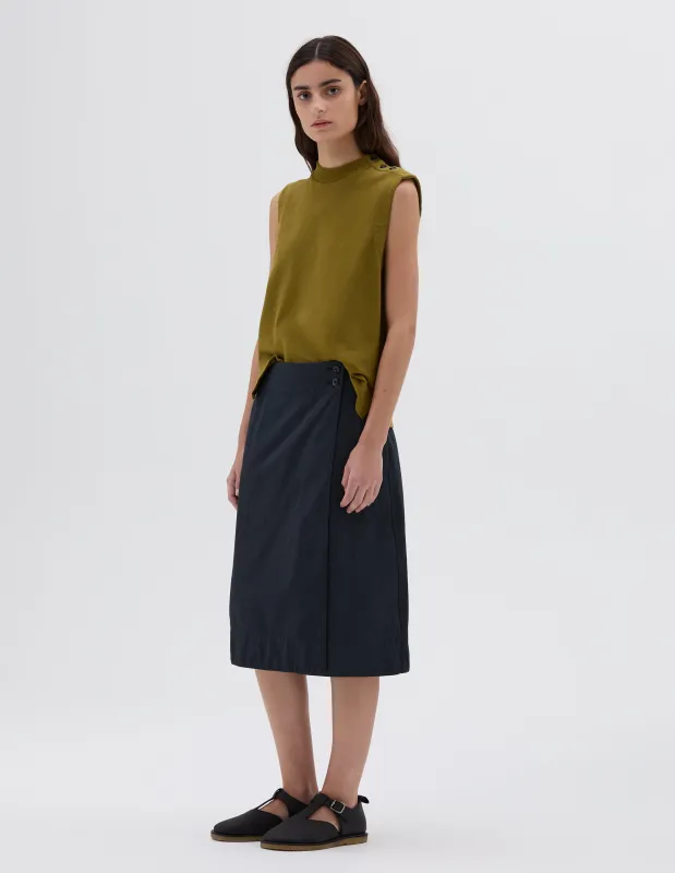 Margaret Howell｜SKIRTS (MHL WRAP OVERSKIRT - NAVY (WHSK Margaret Howell MHL. WRAP OVER SKIRT | IRREGULAR COTTON