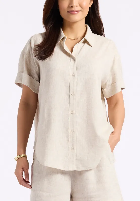 Solana Women's Linen Short-Sleeve Button-Up Shirt, Beige - WT0172P sold by Buffalo David Bitton