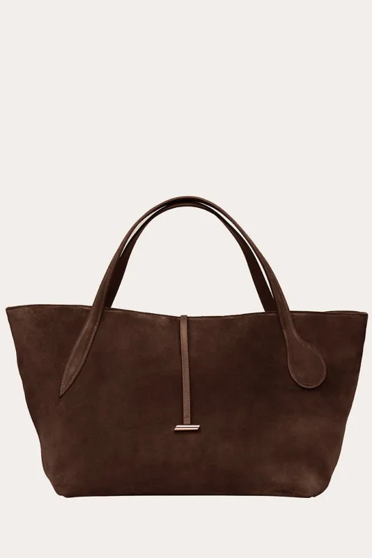 Zip Penne Tote Dark Brown Suede sold by Little Liffner
