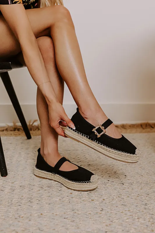 The Reagan Espadrille Flats in Black sold by Impressions