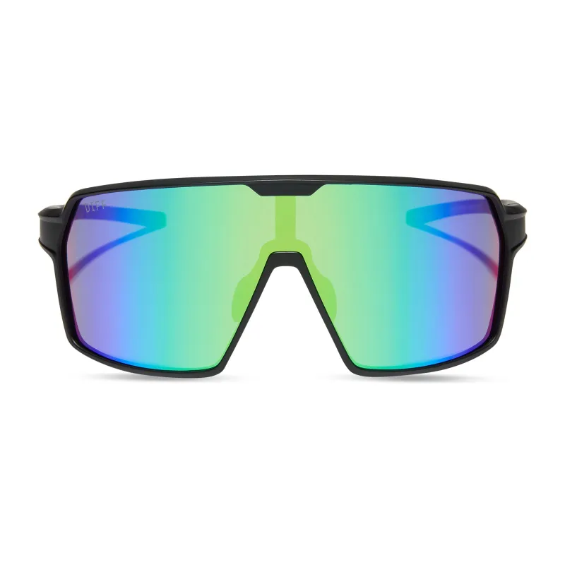 CHARGE - MATTE BLACK + GREEN MIRROR + POLARIZED SUNGLASSES sold by Diff Eyewear