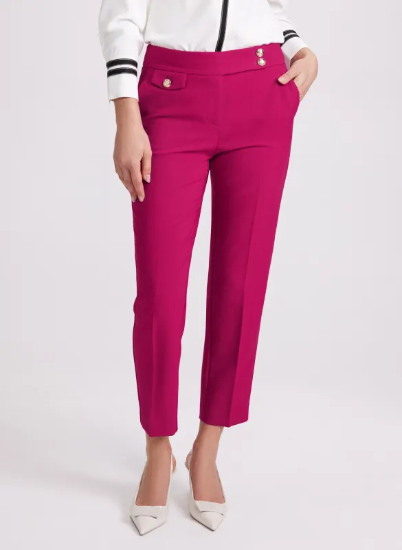 Emma Embossed Button Slim-Leg Pants sold by Laura