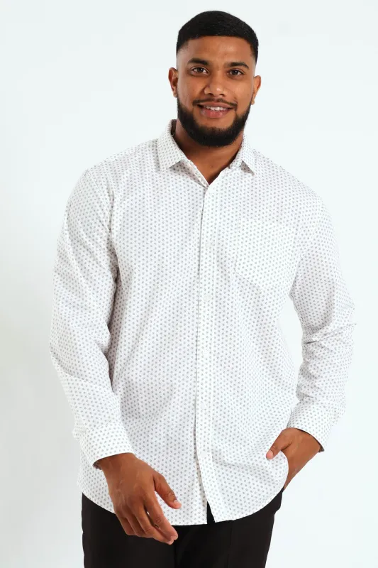 Ditsy Square Print Shirt - White/Beige sold by Edgars