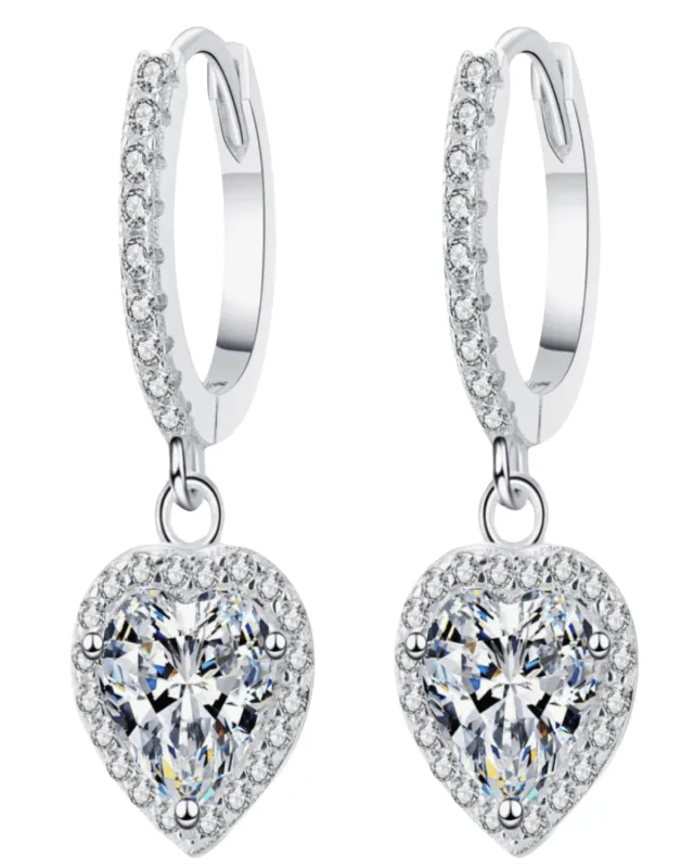 2 Carat Diamond Heart Drop Earrings sold by Mason & Madison Co.