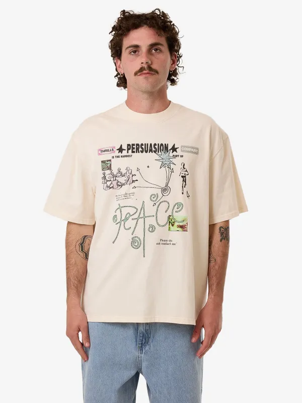 Peace Persuasion Box Fit Oversize Short Tee - Heritage White sold by Thrills