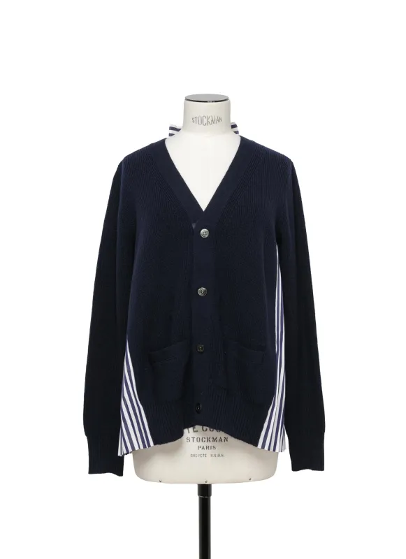 Wool Knit x Cotton Poplin Cardigan sold by Sacai