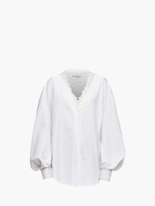 V-NECK LACE TRIM SHIRT sold by J.W. Anderson