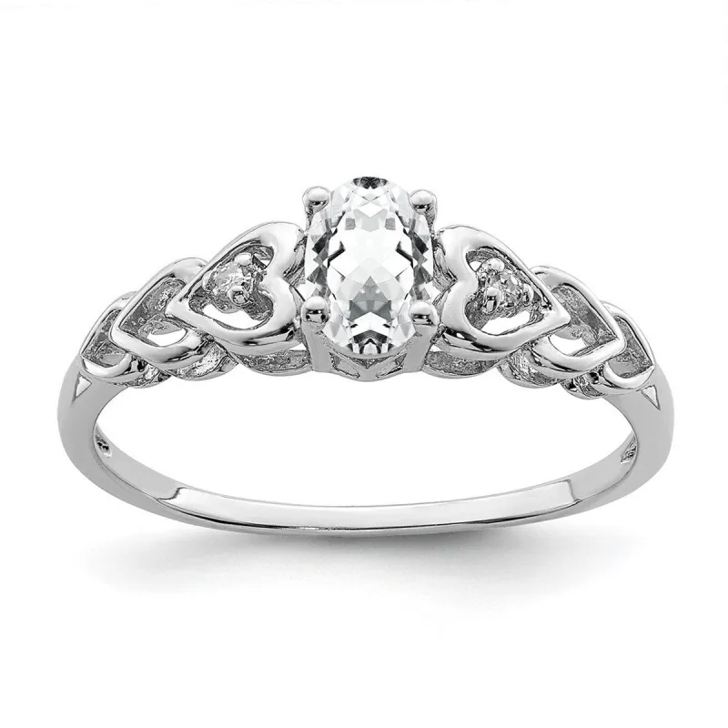 Curata 925 Sterling Silver Polished White Topaz and Diamond Ring 2mm sold by Zulily