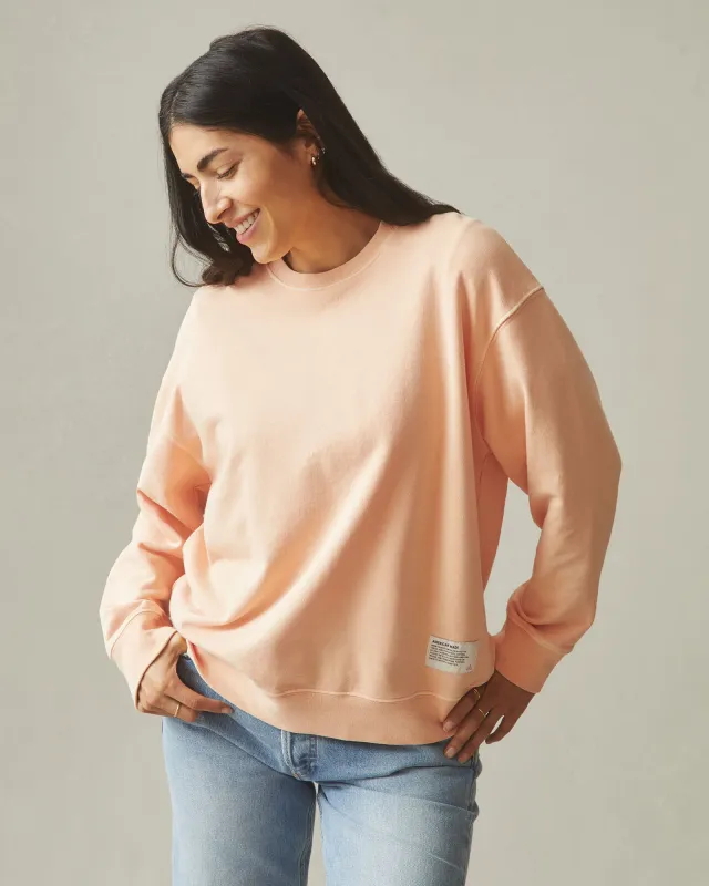Women's Vintage Washed Relaxed French Terry Crew - Peach Fuzz sold by American Giant
