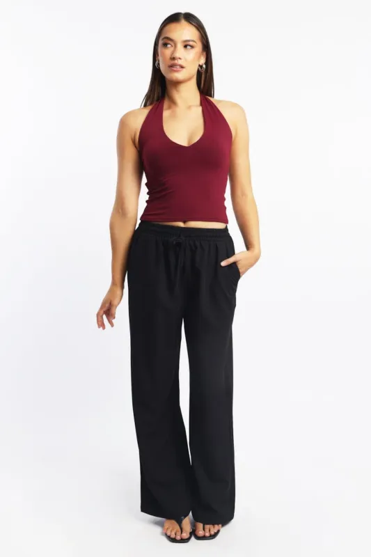 Black Wide Leg Pants Elasticated Waist sold by Ally Fashion