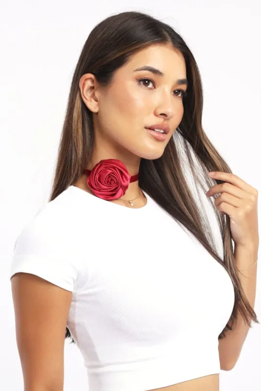 Red Rosette Choker sold by Ally Fashion