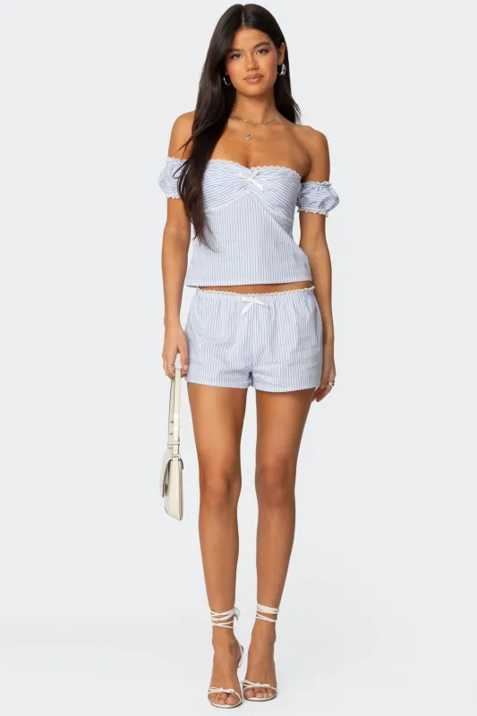 Taryn Striped Shorts sold by Edikted