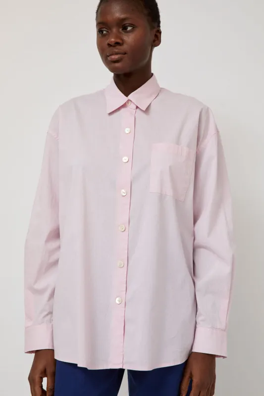 Nothing Written Timon Striped Cotton Shirt in Pastel Pink sold by No. 6