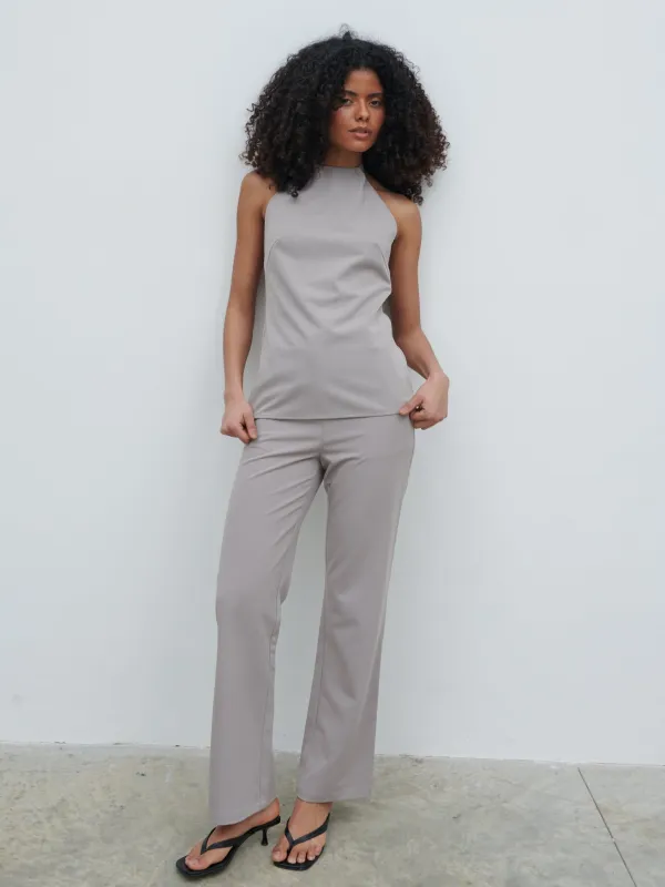 Laria Tailored Slim Leg Trousers - Stone sold by Pretty Lavish