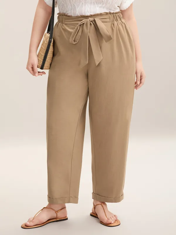 Belted Smocked Straight-Leg Pants sold by Bloomchic