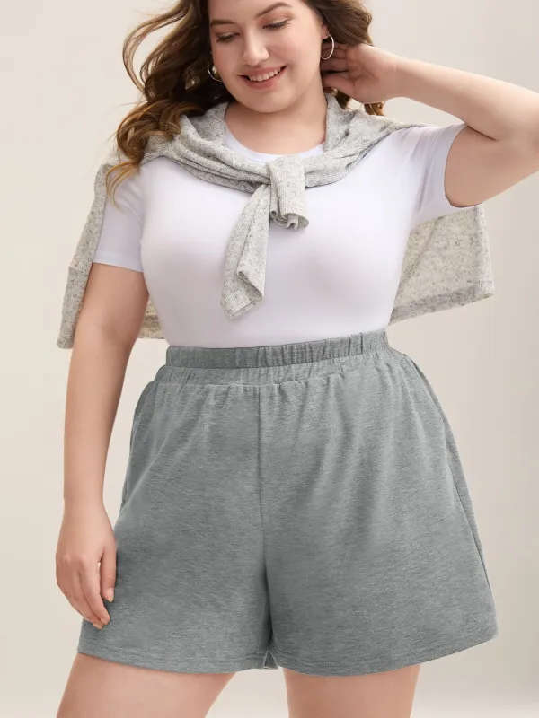 Textured Stretchy Waist Solid Short sold by Bloomchic
