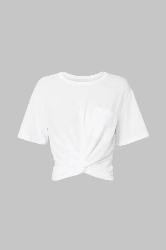 RUCHED TWIST KNOT KORT SEMME T-SHIRT sold by Micas