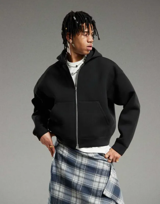 Weekday Simon scuba zip through hoodie in black sold by ASOS