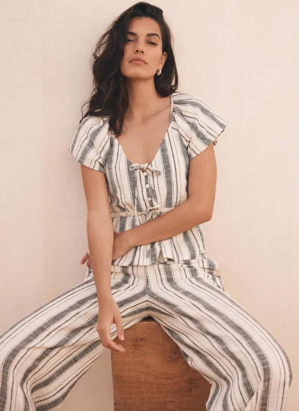 Blue Stripe Tie Front Top sold by Mint Velvet